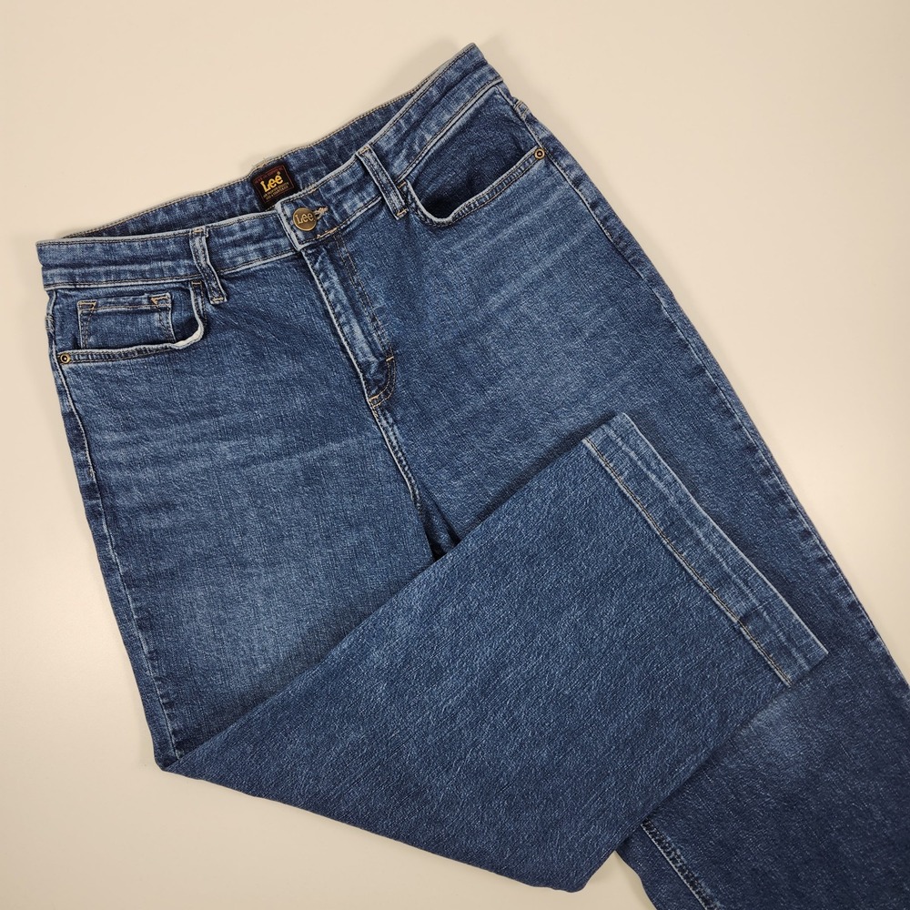 Lee Jeans Womens 12M Wide Leg Classic Fit Crop Denim High‎ Rise Stretch Blue
